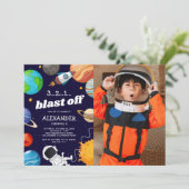 宇宙宇宙飛行士フォトバースデーパーティー 招待状 (スタンド正面)