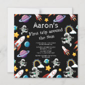 宇宙宇宙飛行士ブラックファースト・バースデーパーティー マグネット招待状 (正面)