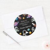 宇宙宇宙飛行士ブラックファースト・バースデーパーティー ラウンドシール (封筒)