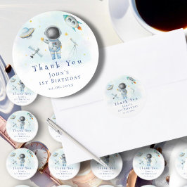 宇宙宇宙飛行士ボーイロケットufoの星1st誕生日 ラウンドシール