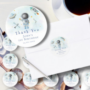 宇宙宇宙飛行士ボーイロケットufoの星1st誕生日 ラウンドシール