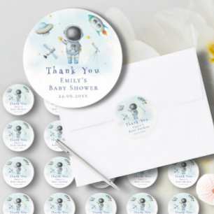 宇宙宇宙飛行士ボーイロケットufo星ベビーシャワー ラウンドシール