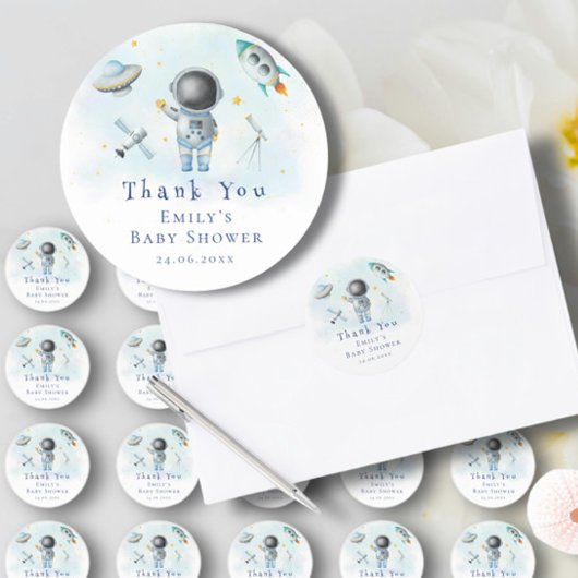 宇宙宇宙飛行士ボーイロケットufo星ベビーシャワー ラウンドシール