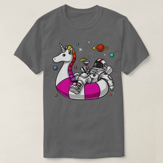 宇宙宇宙飛行士ユニコーン浮き Tシャツ (デザイン正面)
