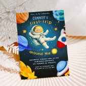 宇宙宇宙飛行士ロケット船惑星子供の誕生日 招待状