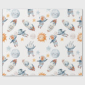 宇宙宇宙飛行士動物惑星ラッピング紙 ラッピングペーパー (フラット)