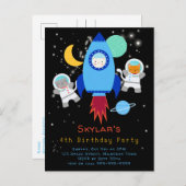 宇宙宇宙飛行士子供の誕生日 インビテーションポストカード (正面/裏面)