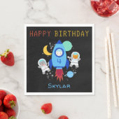 宇宙宇宙飛行士子供の誕生日 スタンダードランチョンナプキン (インサイチュ)