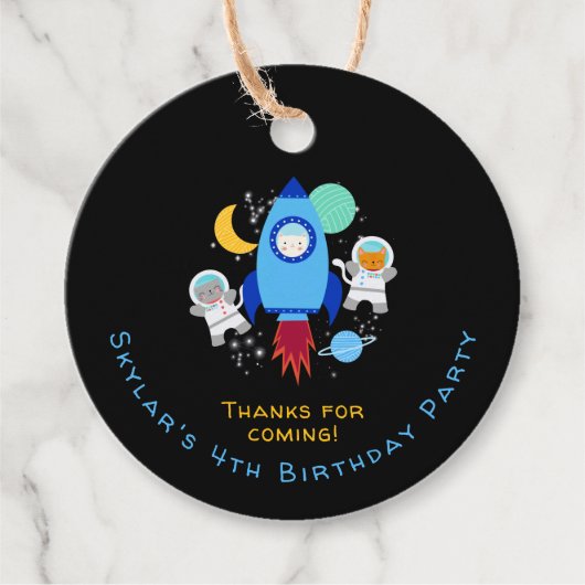 宇宙宇宙飛行士子供の誕生日 フェイバータグ (正面)