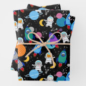 宇宙宇宙飛行士子供の誕生日 ラッピングペーパーシート (インサイチュ)