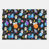 宇宙宇宙飛行士子供の誕生日 ラッピングペーパーシート (正面3)