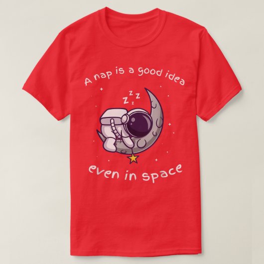 宇宙宇宙飛行士昼寝in the Moon lovers Tシャツ (デザイン正面)