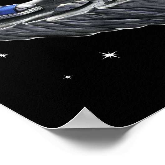 宇宙宇宙飛行士歩くエイリアン犬 ポスター (角)