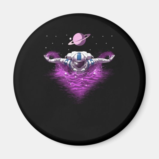 宇宙宇宙飛行士泳ぐ人 マグネット (正面)