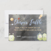 宇宙宇宙飛行士用ベビーシャワーおむつラッフルカード 招待状 (正面)