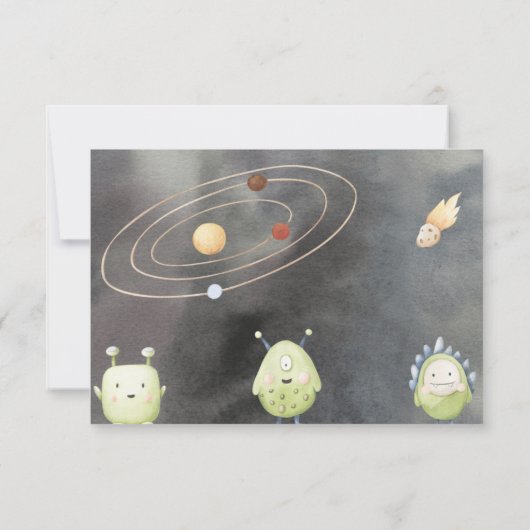 宇宙宇宙飛行士用ベビーシャワーおむつラッフルカード 招待状 (裏面)