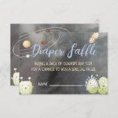 宇宙宇宙飛行士用ベビーシャワーおむつラッフルカード 招待状 (正面/裏面)