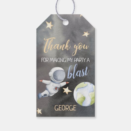 宇宙宇宙飛行士誕生日サンキューラベル ギフトタグ (正面)