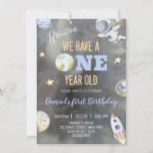 宇宙宇宙飛行士誕生日1年招待状 招待状 (正面)