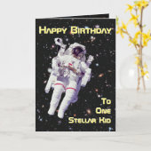 宇宙宇宙飛行士誕生日 カード (黄色い花)