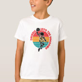 宇宙宇宙飛行士遊のバスケットボールとカラーのストライプ Tシャツ (正面)