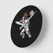 宇宙宇宙飛行士野球選手コズミックプラネット ラウンド壁時計 (傾斜)