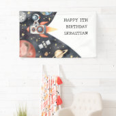 宇宙宇宙飛行士銀河系惑星ボーイバースデーパーティー 横断幕 (インサイチュ)