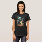 宇宙宇宙飛行士飛んでいる猫Ufoエイリアン銀河系子猫 Tシャツ (正面フル)