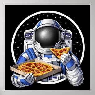 宇宙宇宙飛行士食べ物のピザ ポスター