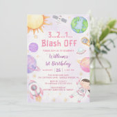 宇宙宇宙飛行士1歳の誕生日パーティー 招待状 (スタンド正面)