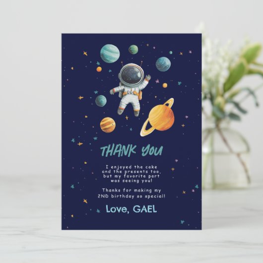 宇宙宇宙飛行士2回目の誕生日サンキューカード サンキューカード (スタンド正面)