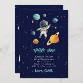 宇宙宇宙飛行士2回目の誕生日サンキューカード サンキューカード (正面/裏面)