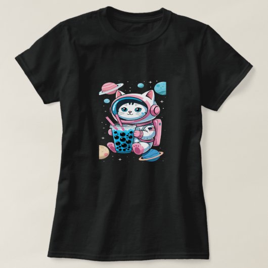 宇宙宇宙飛行士Anime Girl T-Shirt – かわいいクロップ Tシャツ (デザイン正面)