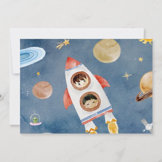 宇宙宇宙飛行士Any Age Birthday Partyの写真 招待状 (裏面)