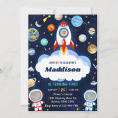 宇宙宇宙飛行士Any Age Birthday Partyへの招待 招待状 (正面)