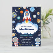 宇宙宇宙飛行士Any Age Birthday Partyへの招待 招待状 (スタンド正面)
