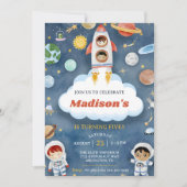 宇宙宇宙飛行士Any Age Birthday Partyへの招待 招待状 (正面)
