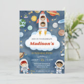 宇宙宇宙飛行士Any Age Birthday Partyへの招待 招待状 (スタンド正面)