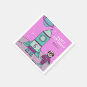 宇宙少女とロケットの月面誕生日パーティー スタンダードカクテルナプキン (角)