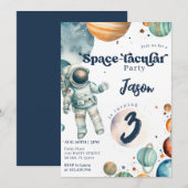 宇宙少年宇宙飛行士ブルー誕生日 招待状 (正面/裏面)