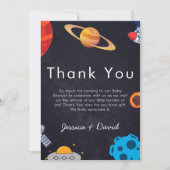 宇宙少年惑星かわいい宇宙飛行士ベビーシャワー サンキューカード (正面)