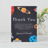 宇宙少年惑星かわいい宇宙飛行士ベビーシャワー サンキューカード (スタンド正面)