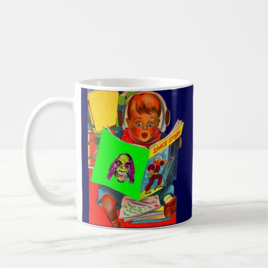 宇宙少年読のSFブック コーヒーマグカップ (左)