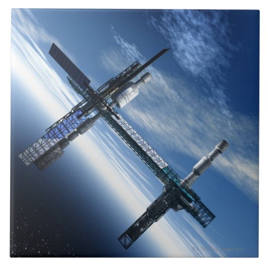 宇宙局。 宇宙のコンピュータアートワーク タイル (正面)