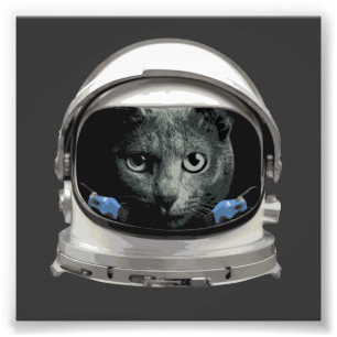 宇宙帽の宇宙飛行士猫 フォトプリント