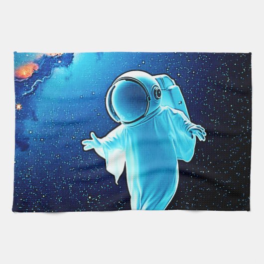 宇宙幽霊宇宙デザイン キッチンタオル (横)