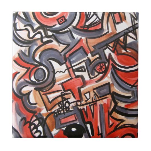 宇宙張力手によって絵を描かれる抽象的で幾何学的な芸術 タイル (正面)