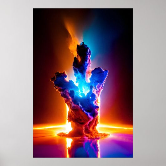 宇宙形成星雲白熱［赤熱］光を放つ銀河系 ポスター (正面)