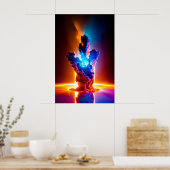 宇宙形成星雲白熱［赤熱］光を放つ銀河系 ポスター (キッチン)