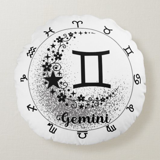宇宙心地よいクッション：あなたの内側のジェミニを受け入れる ラウンドクッション (正面)